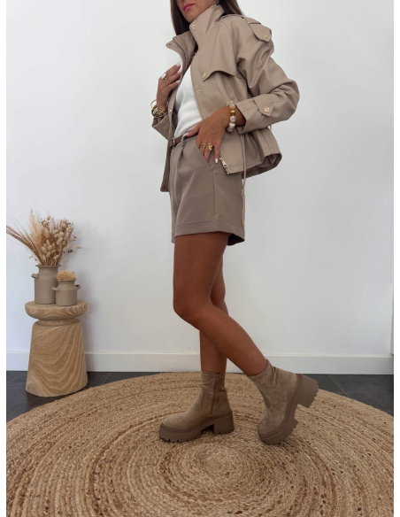 Clorice - short à pinces taupe