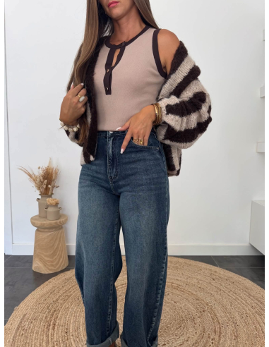 (PRÉCOMMANDE) Lucinde - top en maille taupe/choco