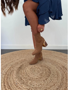 Leona - bottines en suédine camel