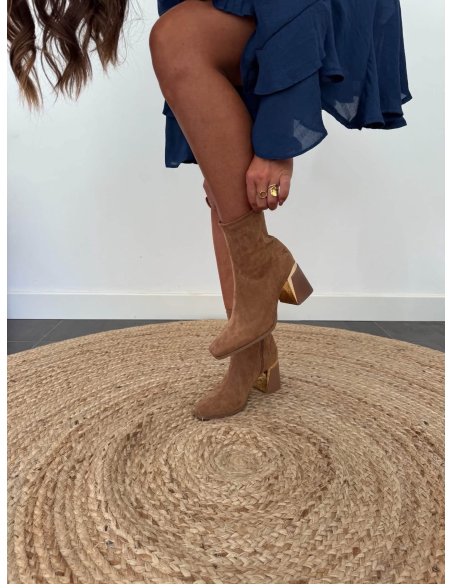 Leona - bottines en suédine camel