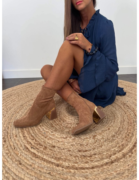 Leona - bottines en suédine camel