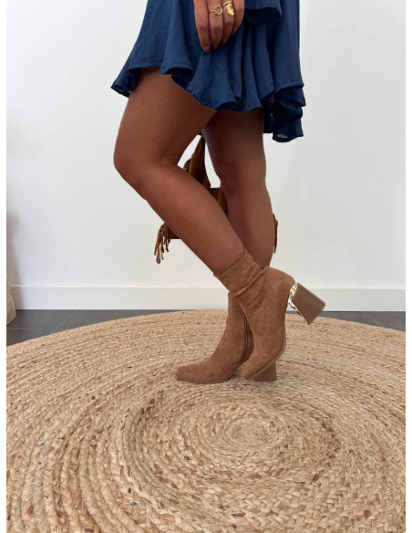 Leona - bottines en suédine camel