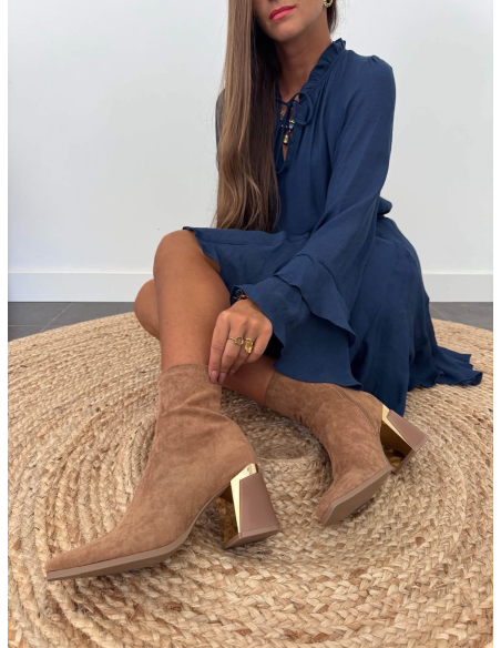 Leona - bottines en suédine camel