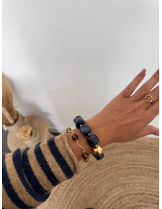 Dolly - bracelet perles ambre & doré
