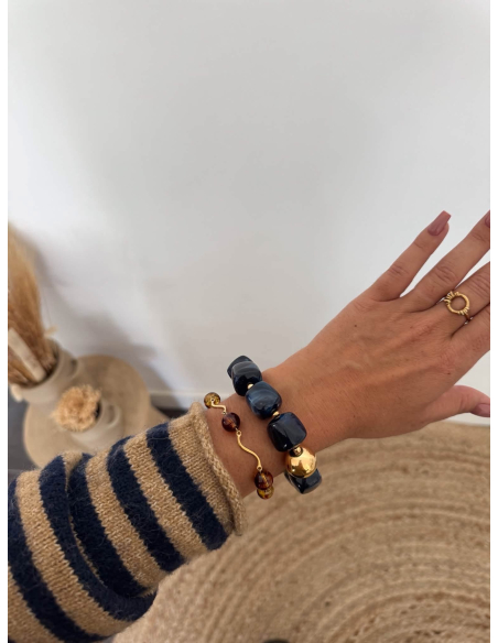 Dolly - bracelet perles ambre & doré