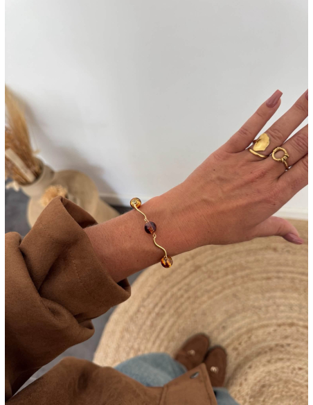 Dolly - bracelet perles ambre & doré