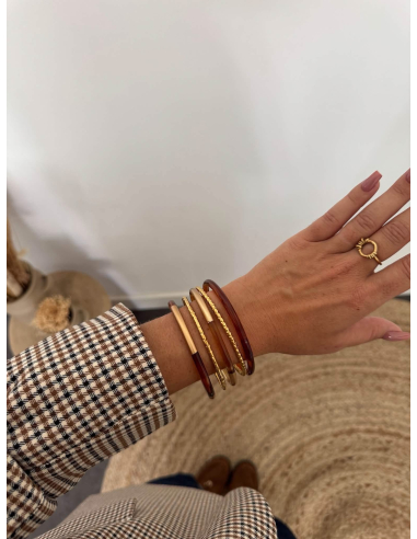 Candice - set de bracelets joncs camel