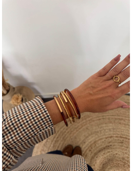 Candice - set de bracelets joncs camel