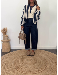 Calypso - gilet rayé beige/bleu marine 2