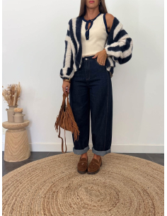 Lucinde - top en maille beige/bleu marine 2