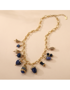 Gary - collier charms marine & doré 2