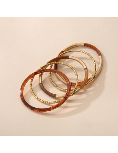 Candice - set de bracelets joncs camel