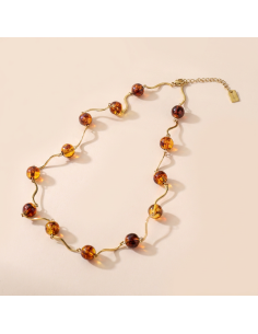 Dolly - collier perles ambre & doré