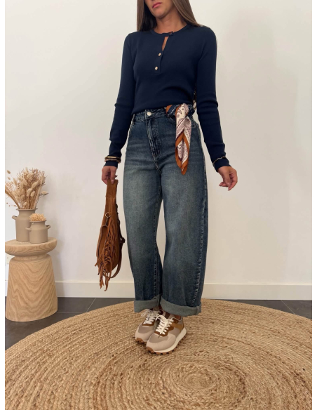 Jovane - pull fin bleu marine