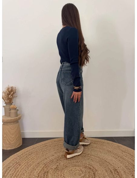 Jovane - pull fin bleu marine