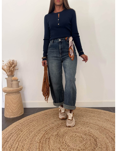 Jovane - pull fin bleu marine