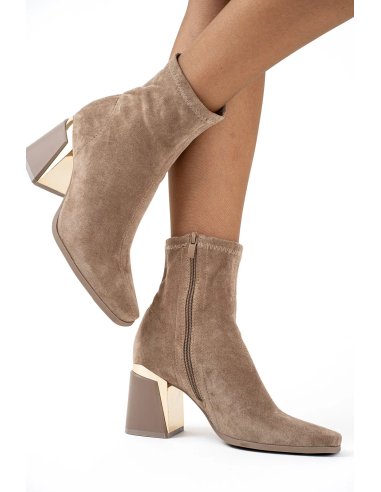 Leona - bottines en suédine taupe