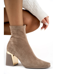Leona - bottines en suédine taupe 2