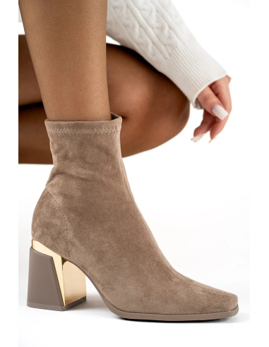 Leona - bottines en suédine taupe