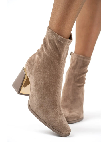 Leona - bottines en suédine taupe