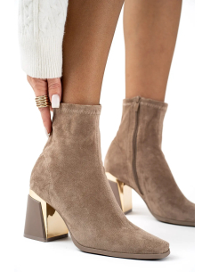 Leona - bottines en suédine taupe