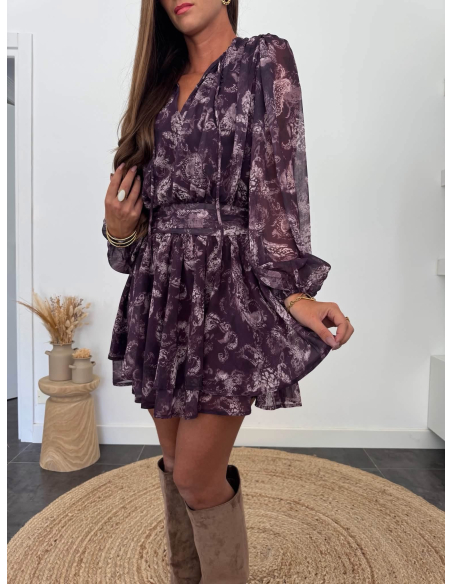 Seraphine - robe imprimée prune