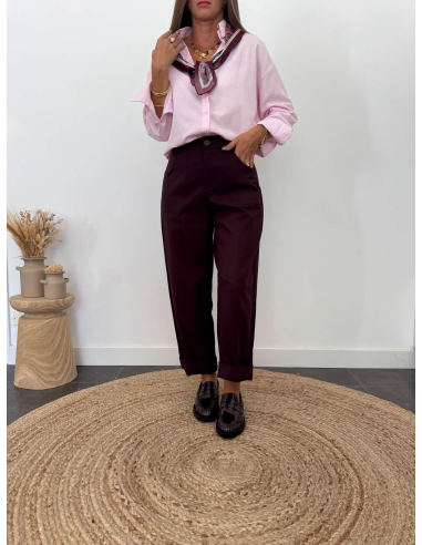 Pablo - pantalon tailleur barrel prune