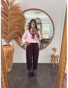 Pablo - pantalon tailleur barrel prune
