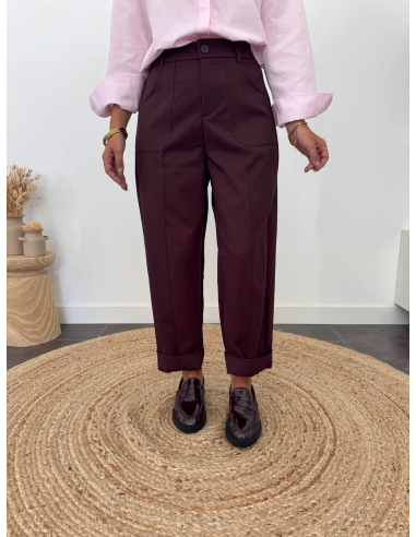 Pablo - pantalon tailleur barrel prune
