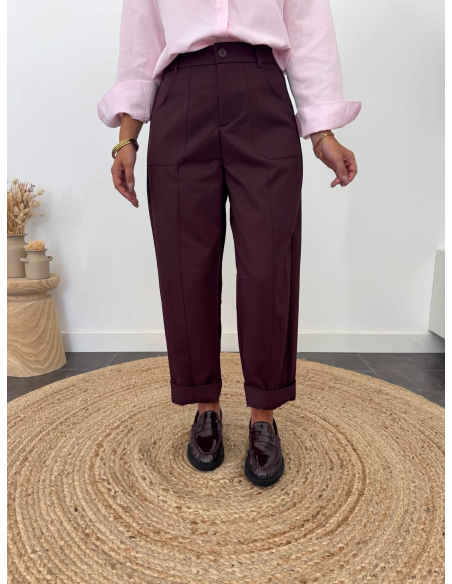 Pablo - pantalon tailleur barrel prune