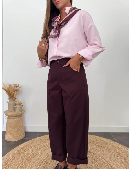Pablo - pantalon tailleur barrel prune