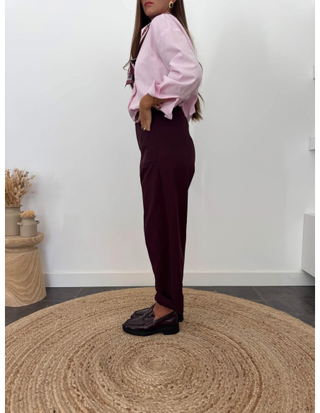 Pablo - pantalon tailleur barrel prune