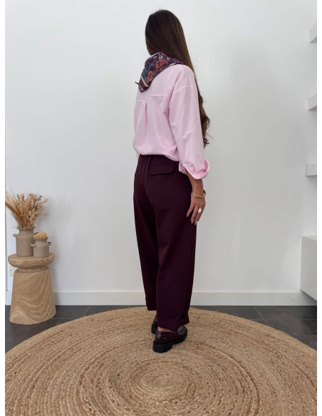 Pablo - pantalon tailleur barrel prune