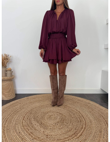 Elynda - robe courte bordeaux