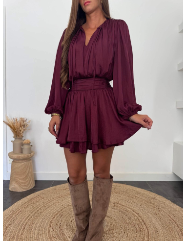 Elynda - robe courte bordeaux
