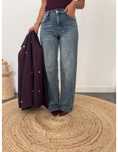 Lalia - jean wide leg bleu vintage
