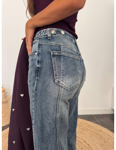 Lalia - jean wide leg bleu vintage