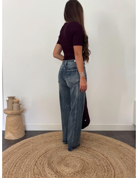 Lalia - jean wide leg bleu vintage