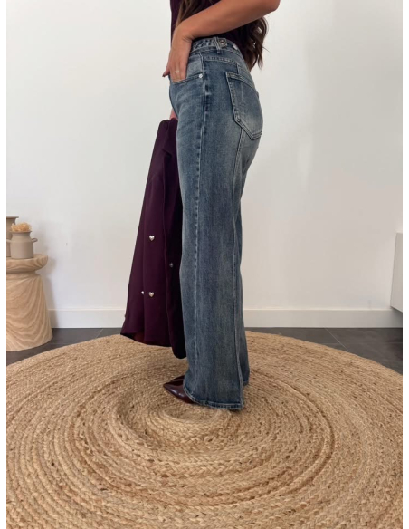 Lalia - jean wide leg bleu vintage