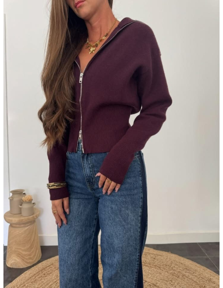 Flaviane - gilet zippé burgundy