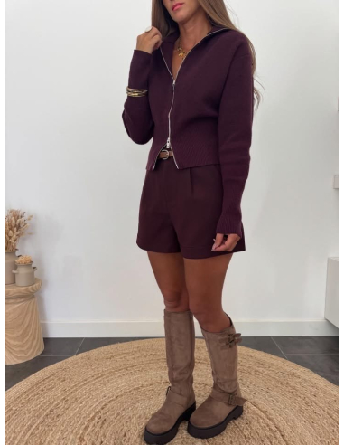 Clorice - short à pinces bordeaux