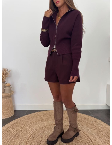 Clorice - short à pinces bordeaux