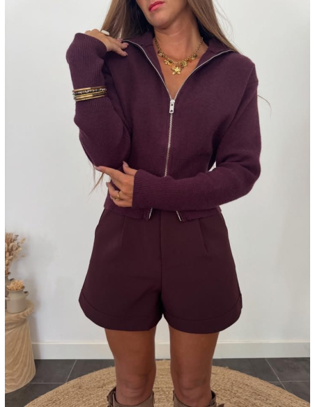 Clorice - short à pinces bordeaux