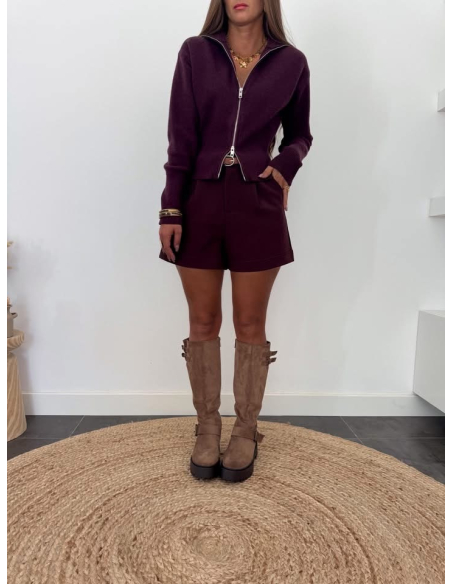 Clorice - short à pinces bordeaux