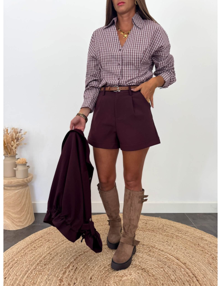 Abigaëlle - blouse à carreaux bordeaux