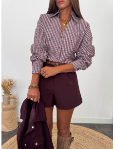 Abigaëlle - blouse à carreaux bordeaux