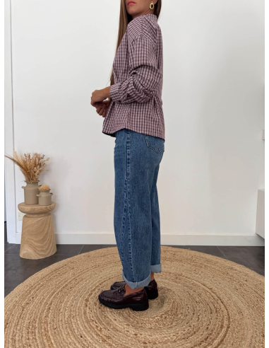 Abigaëlle - blouse à carreaux bordeaux