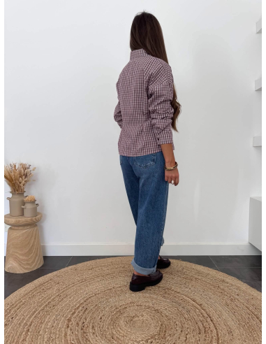 Abigaëlle - blouse à carreaux bordeaux