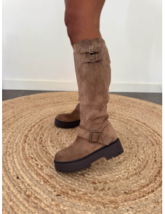 Maena - bottes effet daim taupe
