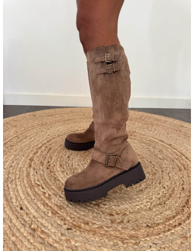 Maena - bottes effet daim taupe